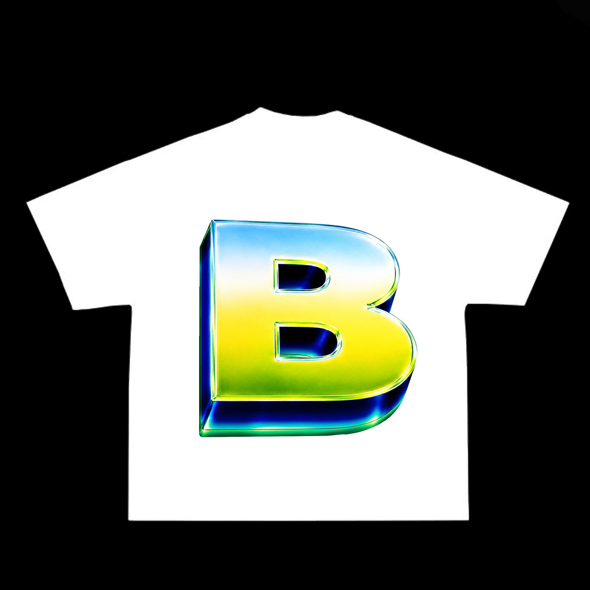 White #BAP$ Retro T-shirt back with oversized colourful B graphic